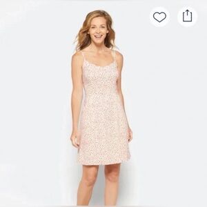 NWT 41 Hawthorn Cream Beatriz scalloped Midi Sundress with Pink//Tan design